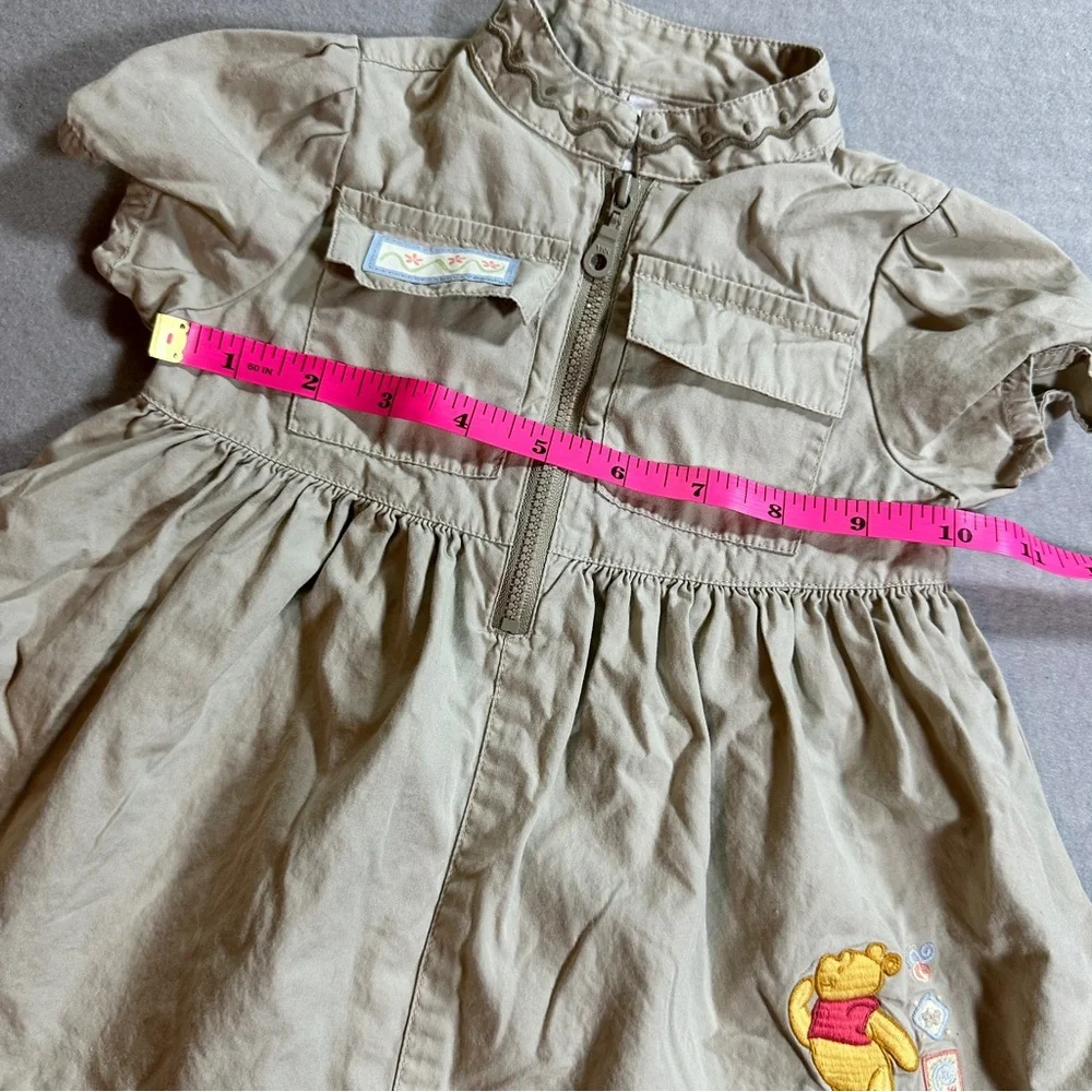 Vintage‎ Disney Winnie the Pooh Baby Dress Bloomer Set 12 Months Khaki Safari